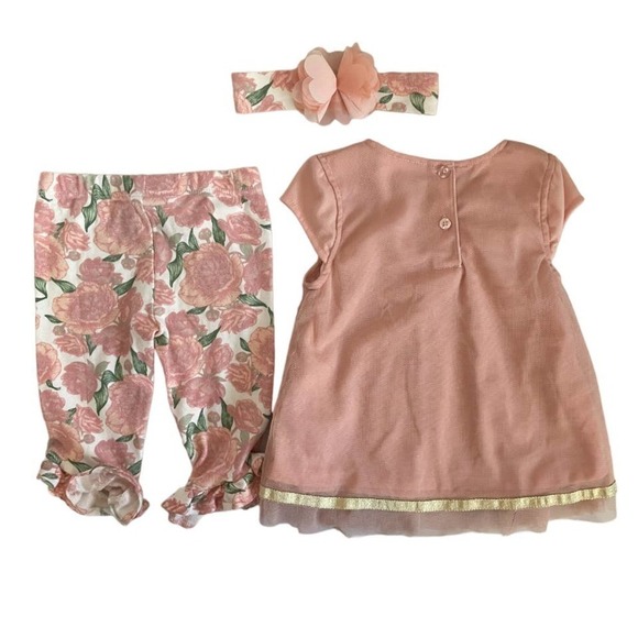 ❤️ Nicole Miller Dress & Floral Pant Set Size 24 Months - Picture 2 of 4